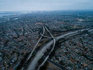 high angle view of city highways