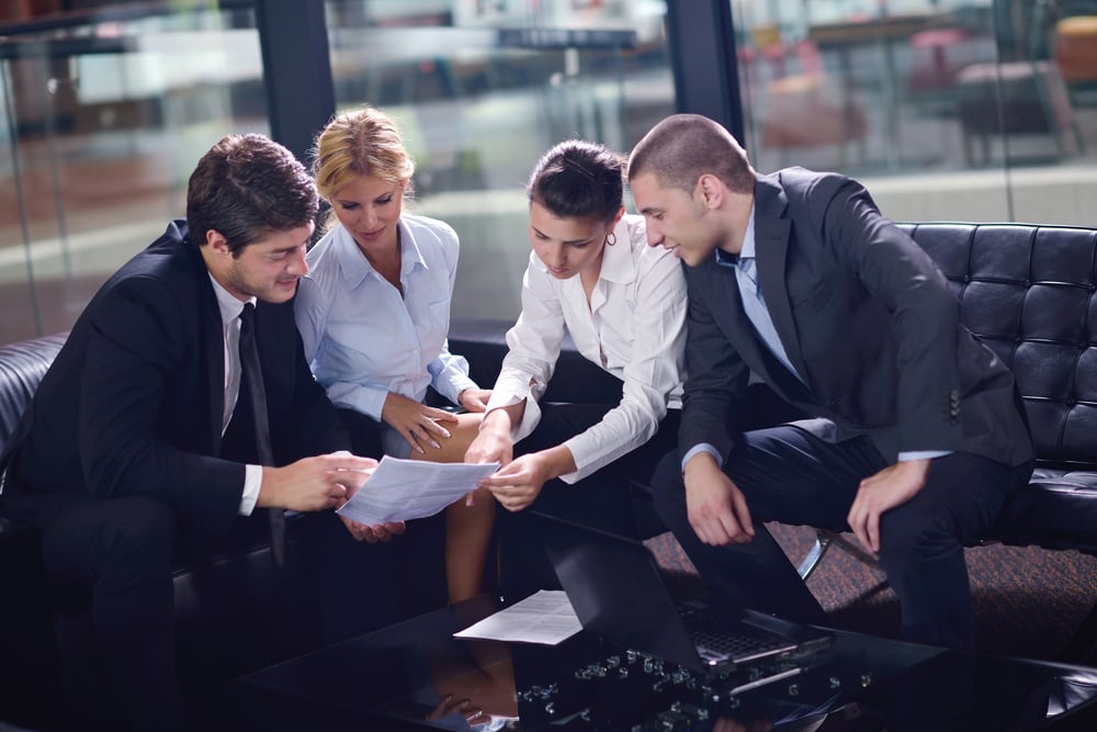 business people shaking hands make deal and sign contract